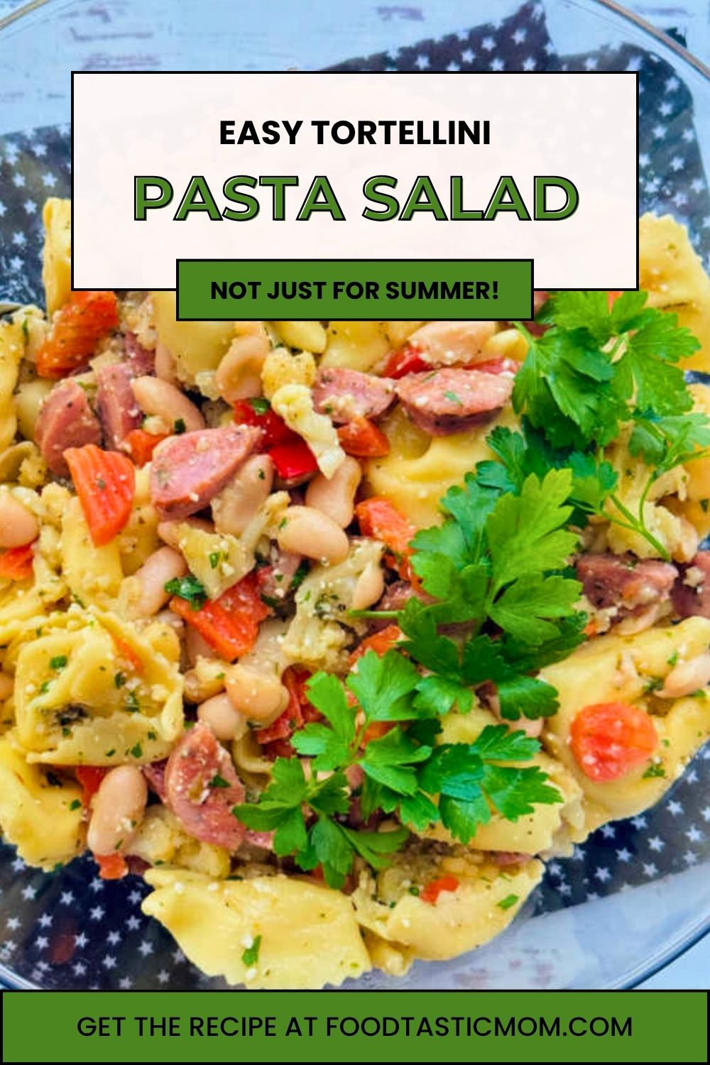 This tortellini simple pasta salad with a homemade Italian vinaigrette is good any season of the year. It's so quick and simple to make! via @foodtasticmom
