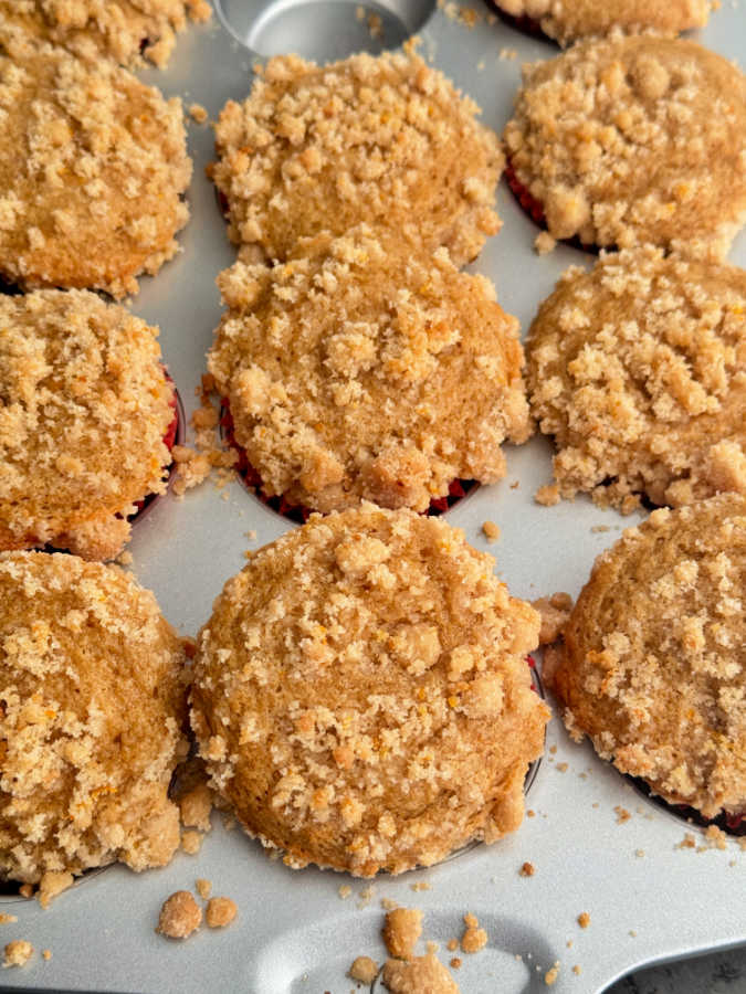 freshly baked muffins in the muffin tin