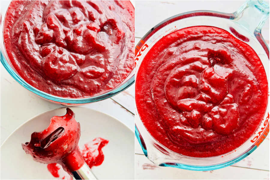 showing the jam after being pureed and ready to be stored