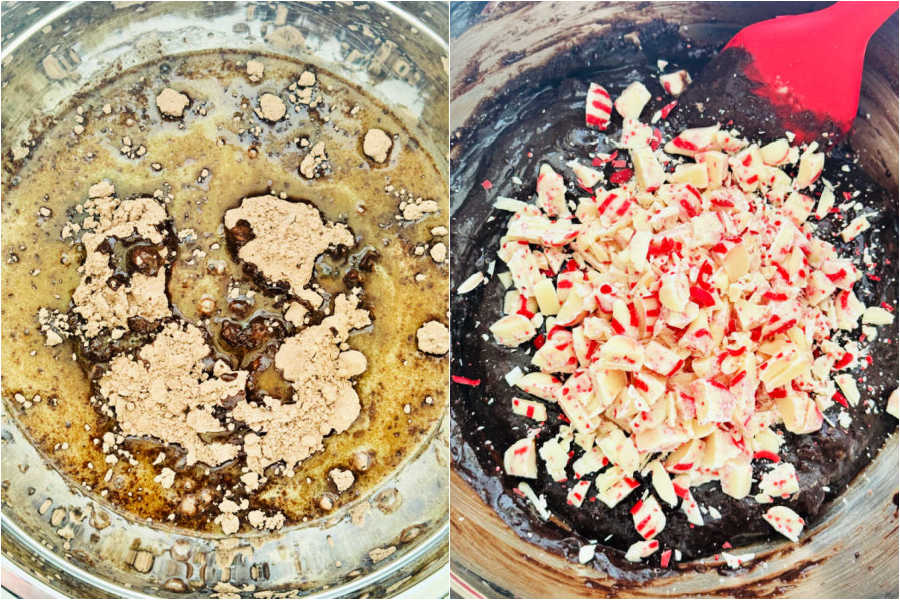 showing the brownies being mixed together in the bowl