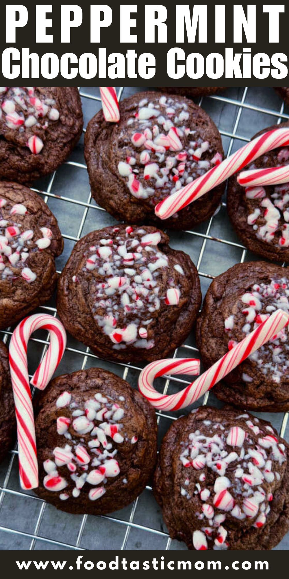 These easy, no chill chocolate Christmas cookies are loaded with chocolate chips and sprinkled with crushed candy cane pieces. via @foodtasticmom