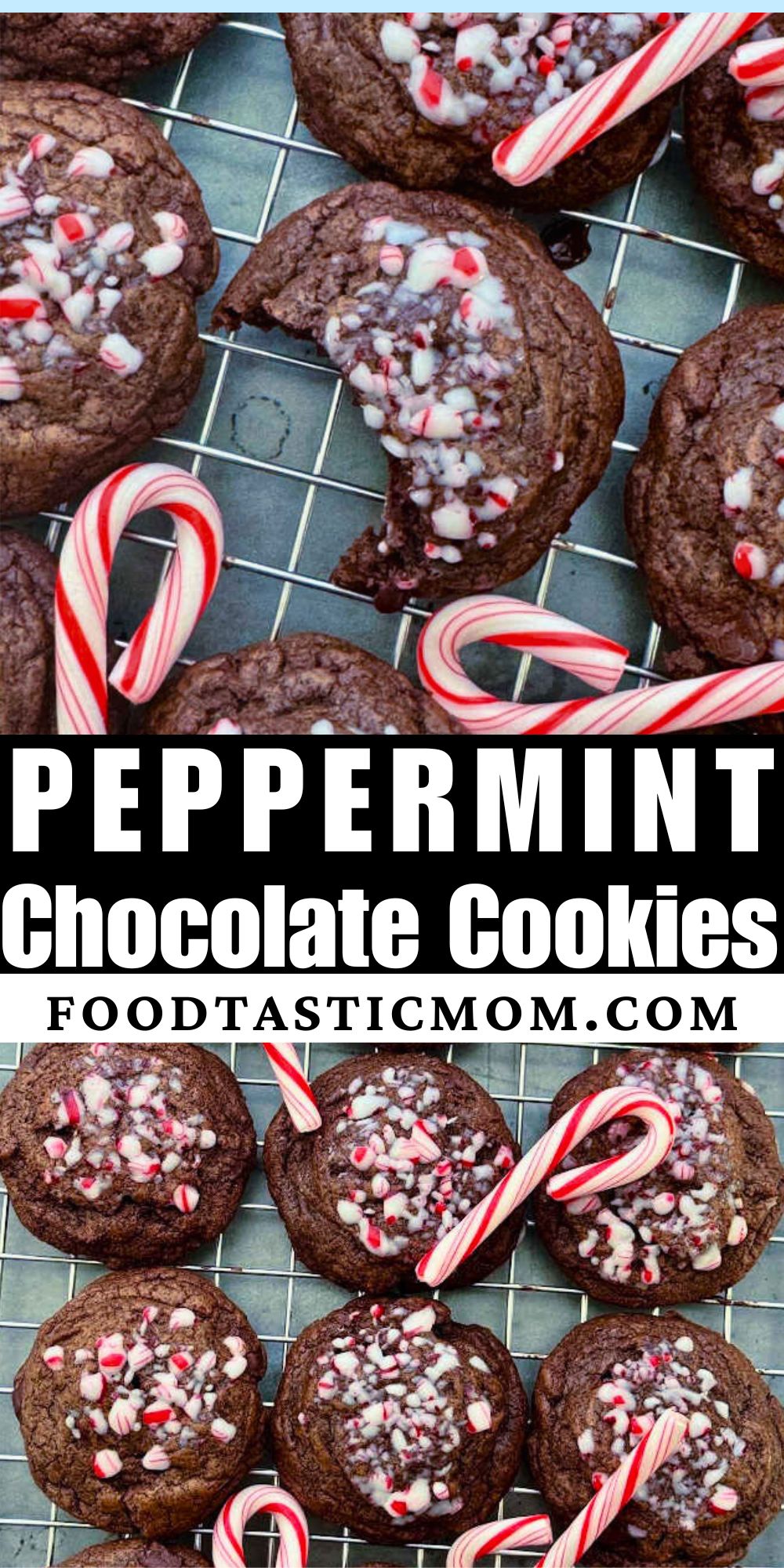 These easy, no chill chocolate Christmas cookies are loaded with chocolate chips and sprinkled with crushed candy cane pieces. via @foodtasticmom