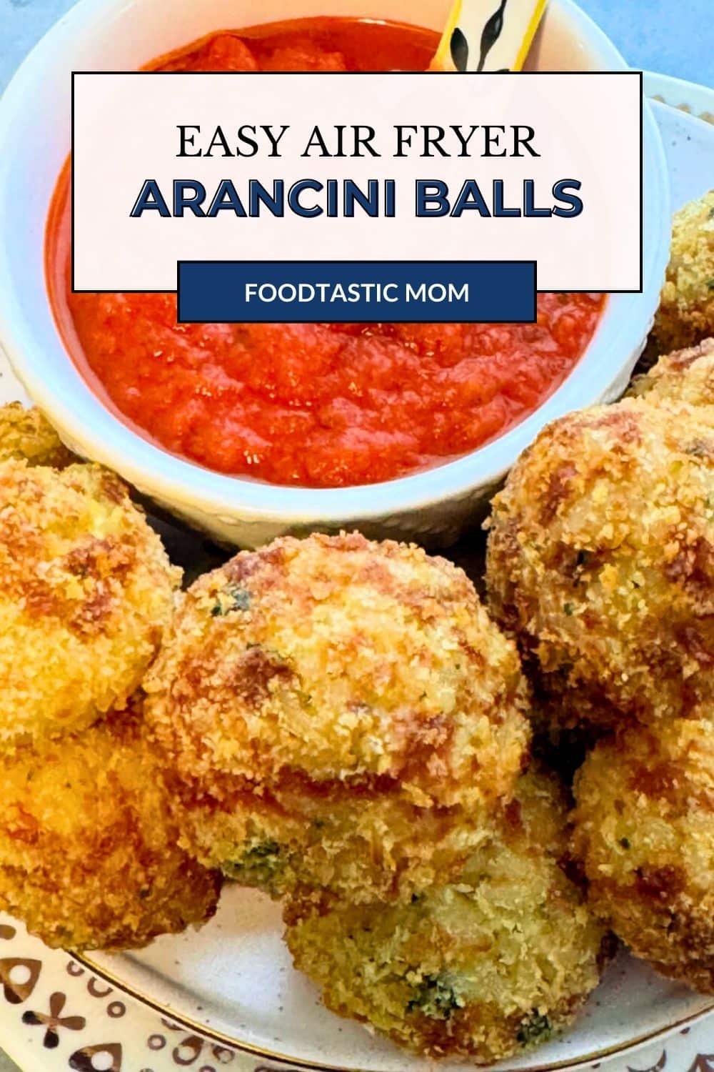 Quick and easy air fryer arancini balls are Italian style comfort food. They are a great way to use up leftover rice or cold risotto. via @foodtasticmom