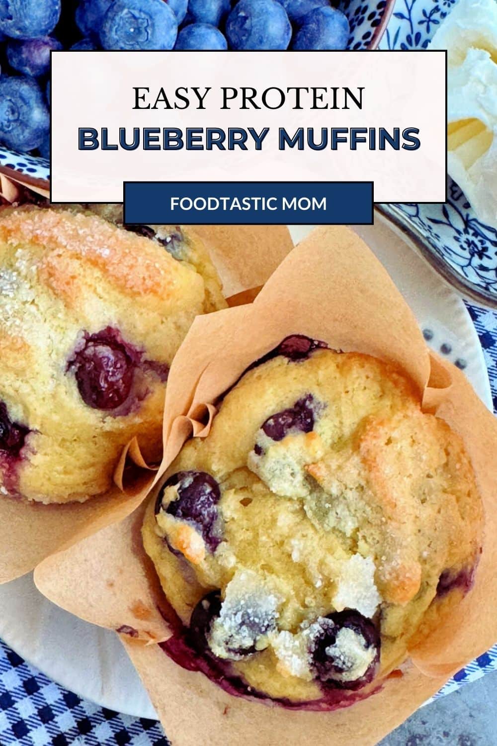 The best blueberry muffins made with whey protein and Greek yogurt are the perfect healthy breakfast to help meet your protein goals. via @foodtasticmom