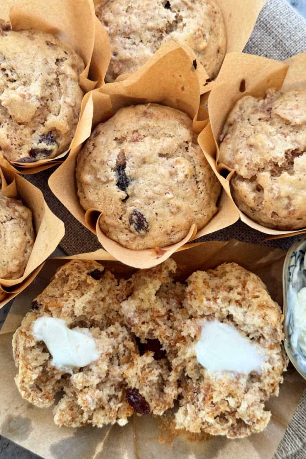 Turn raisin bran cereal into delicious warm muffins. These healthy raisin bran muffins are a quick breakfast everyone loves. via @foodtasticmom