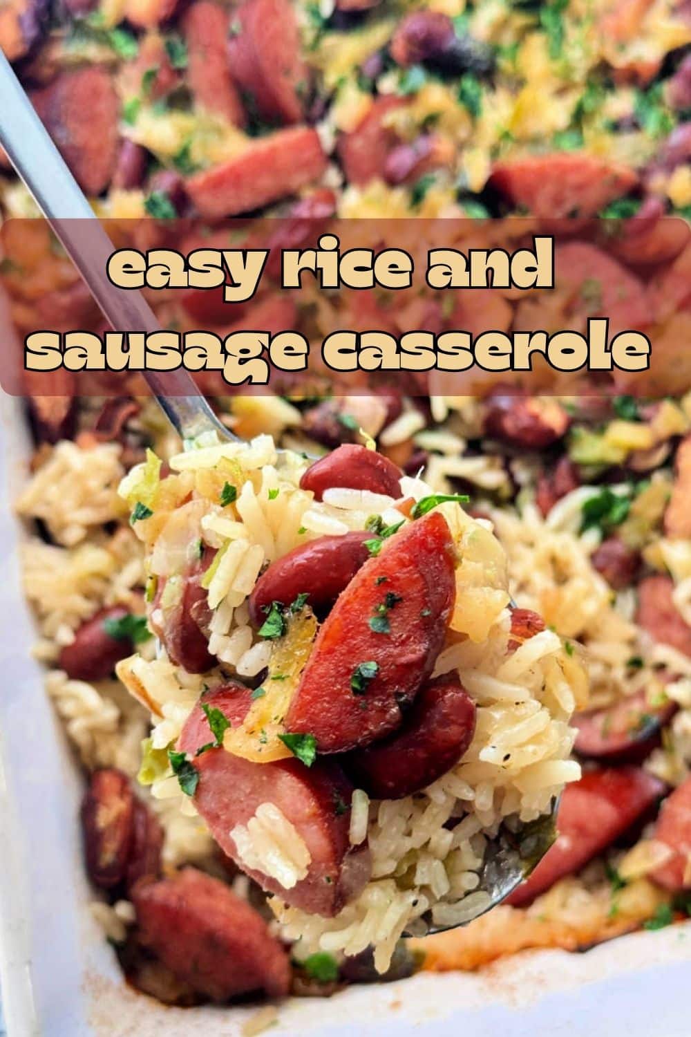 My rice and sausage casserole has a Cajun flair. Smoked sausage, long-grain rice and red beans bake up fluffy and flavorful in the oven. via @foodtasticmom