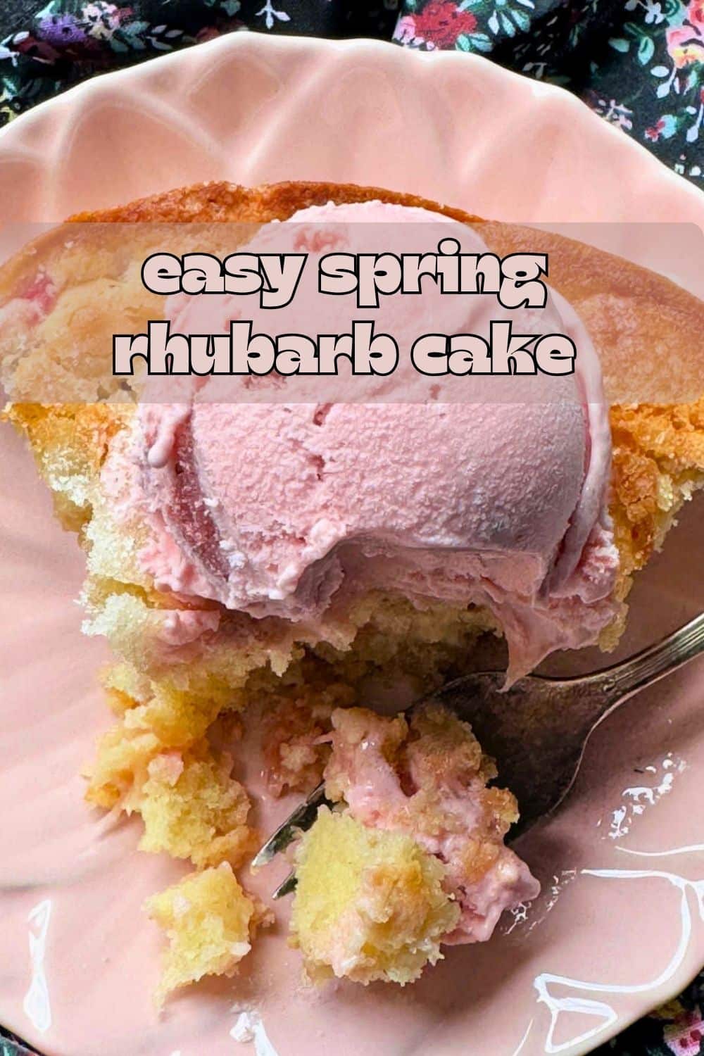 My easy rhubarb cake recipe is perfect for fresh spring rhubarb. The cake has a tender crumb and a pretty sugar crusted top. via @foodtasticmom