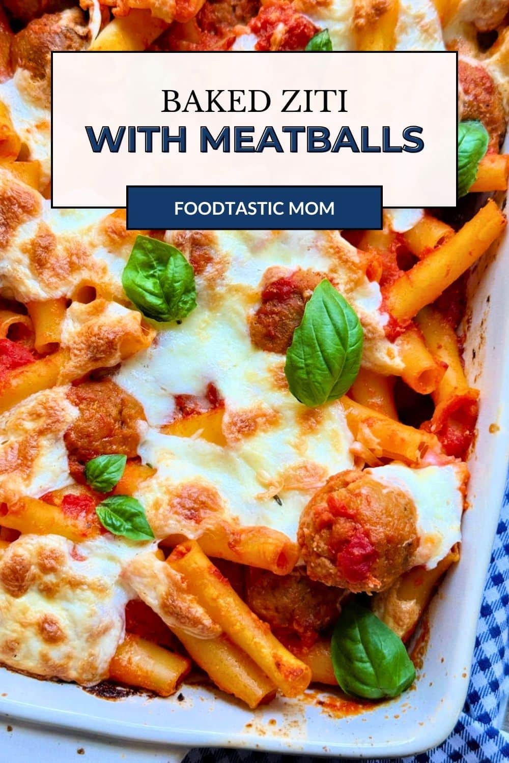 My easy baked ziti uses frozen meatballs for an easy weeknight dinner. It's quick to make but still has wonderful flavor. via @foodtasticmom