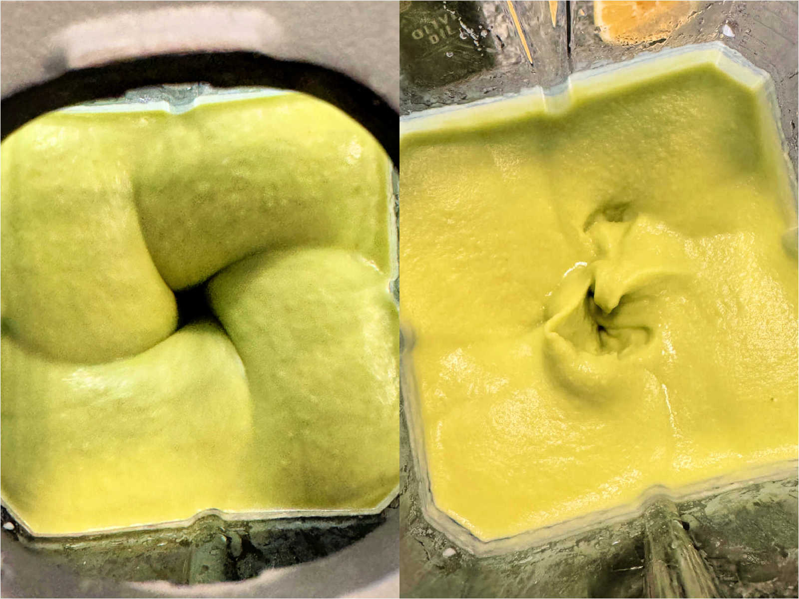 pictures of the bean butter being blended