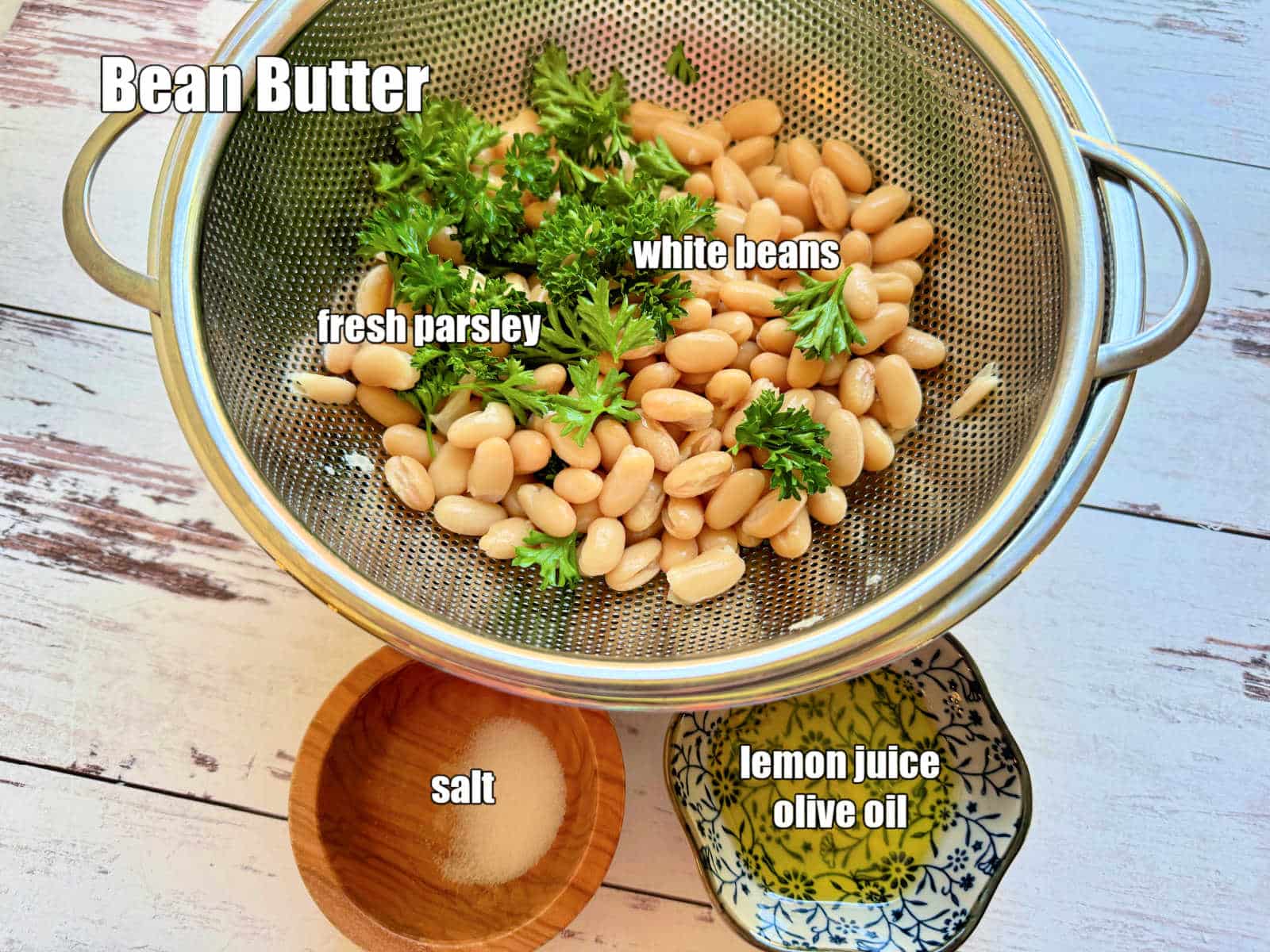 picture of ingredients needed to make bean butter