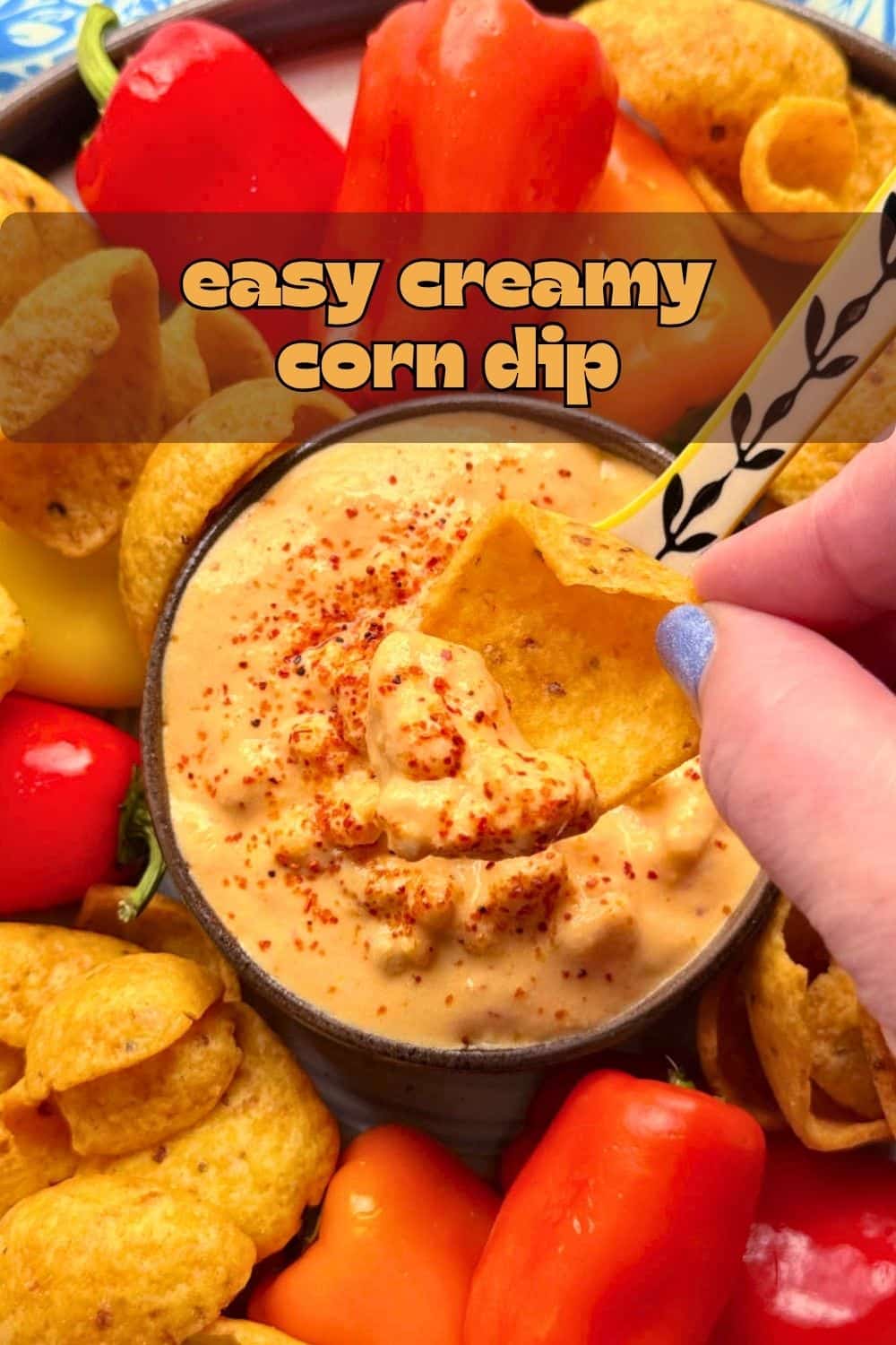 My corn dip is a blend of corn, cheddar cheese, cottage cheese, chipotle chiles in adobo, lime juice, garlic and Tajîn. via @foodtasticmom