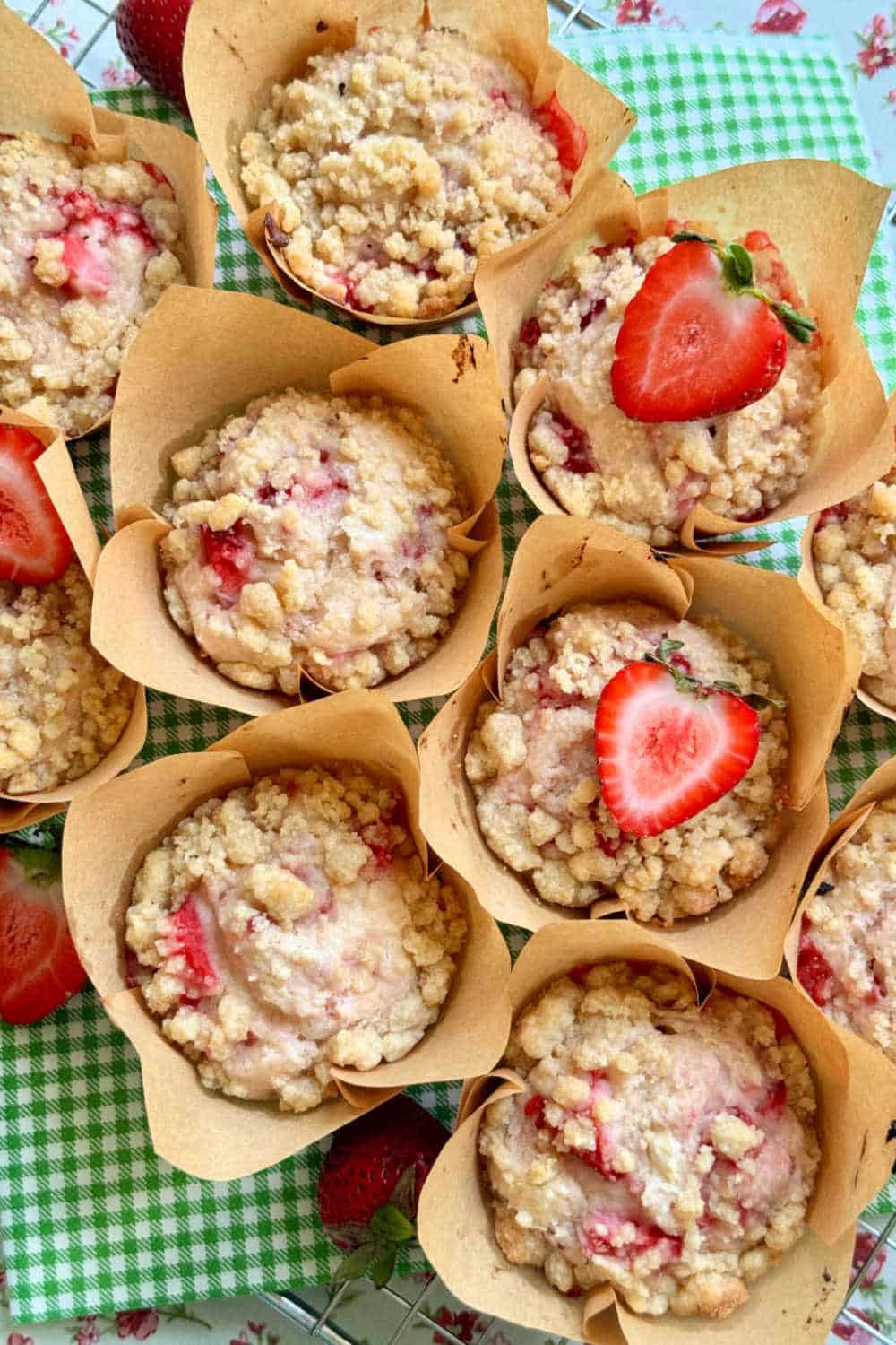 My bakery style strawberry muffins are packed with fresh strawberries. They have a moist crumb texture and crunchy sugar top. via @foodtasticmom
