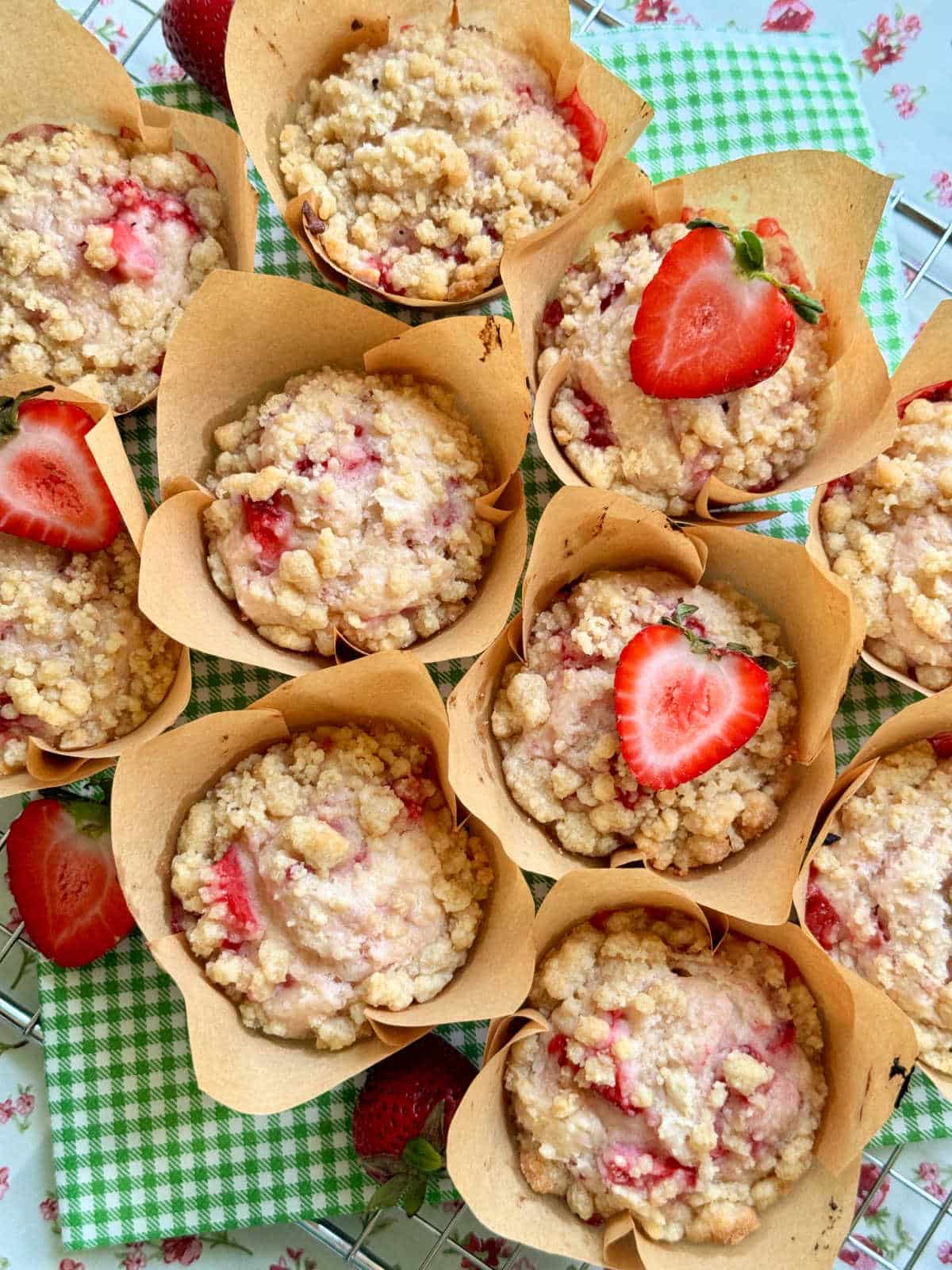freshly baked strawberry muffins ready to serve