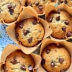 freshly baked banana chocolate chip muffins