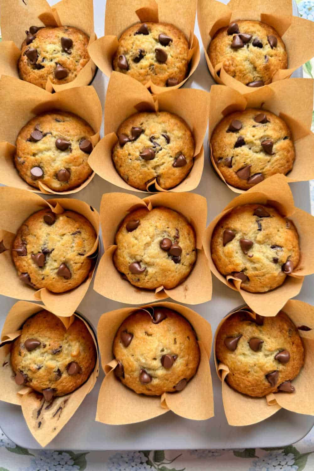 If you've got overripe bananas and just about 30 minutes, bake a batch of this moist banana muffin recipe loaded with melty chocolate chips. via @foodtasticmom