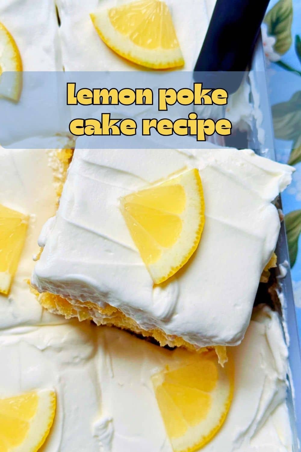 You'll never know this lemon poke cake recipe starts with boxed cake mix. Tender cake topped with lemon glaze and cream cheese frosting. via @foodtasticmom