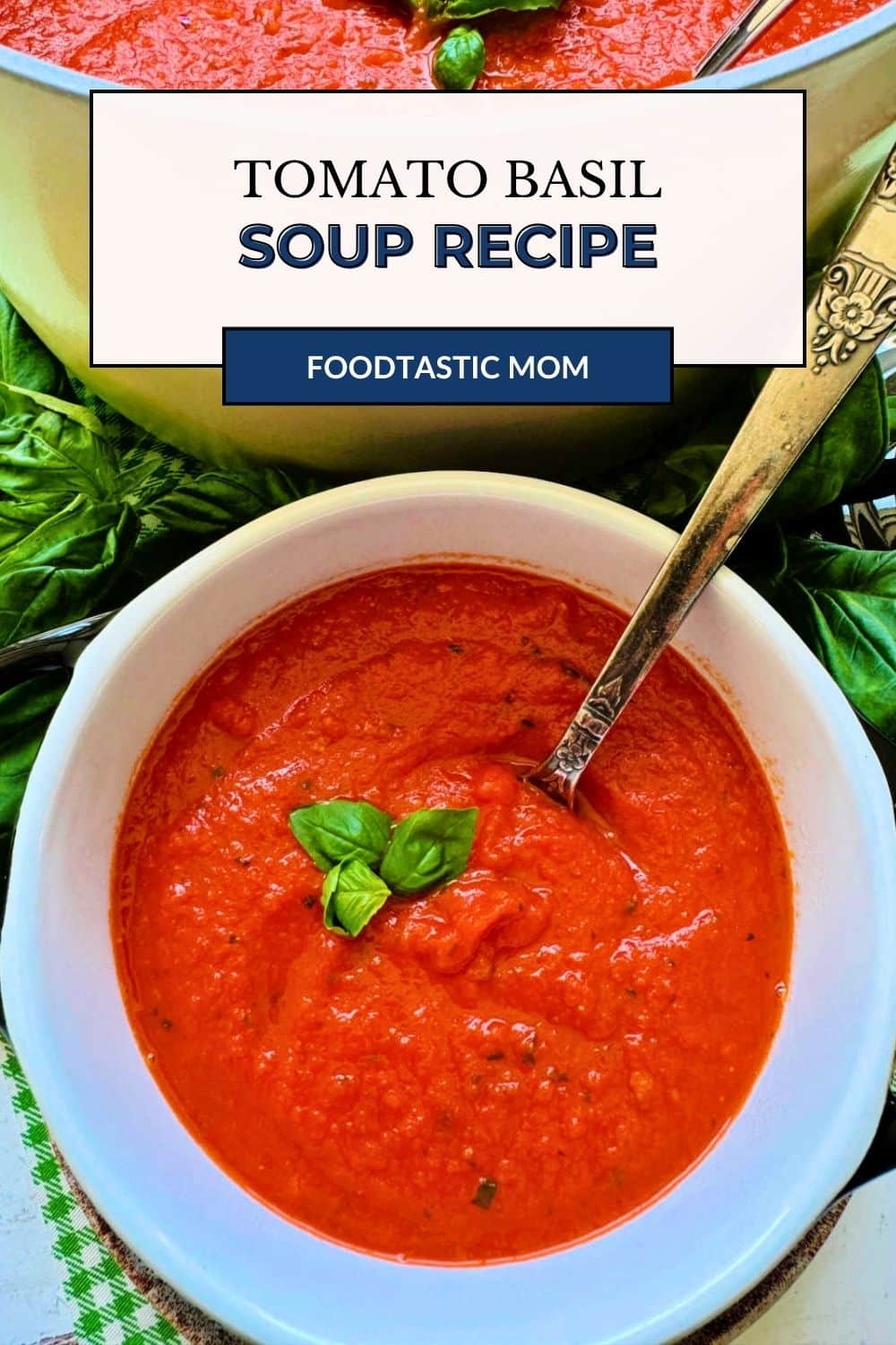 My homemade tomato basil soup is quick to make using canned crushed tomatoes and fresh basil plus white beans for a creamy texture.