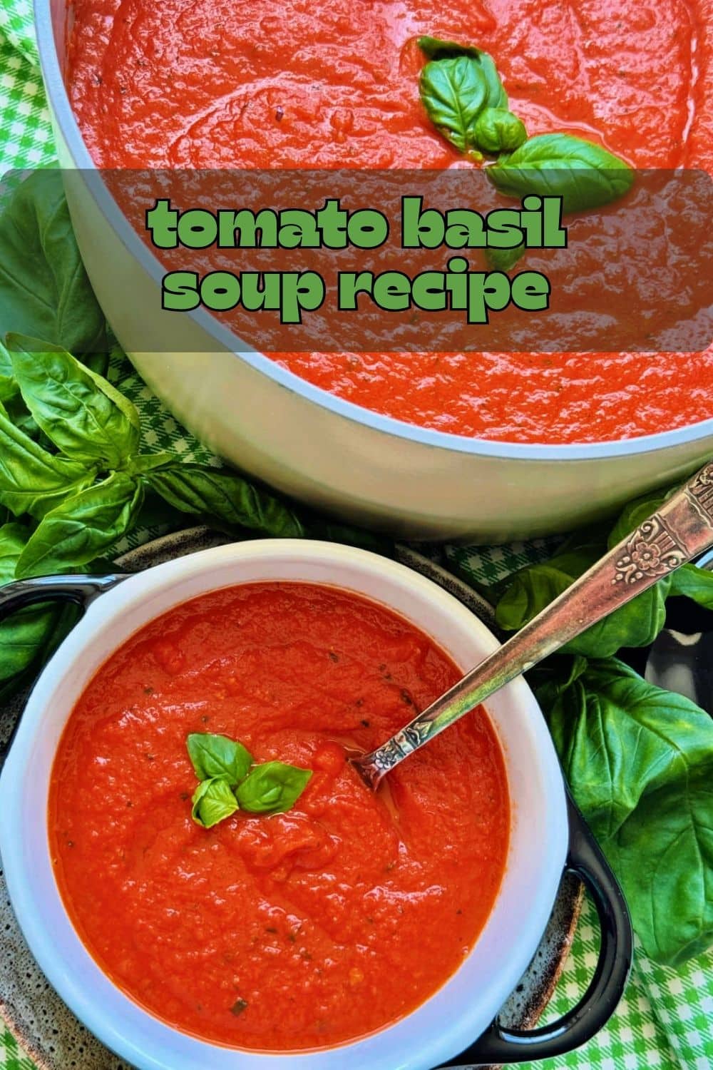 My homemade tomato basil soup is quick to make using canned crushed tomatoes and fresh basil plus white beans for a creamy texture. via @foodtasticmom