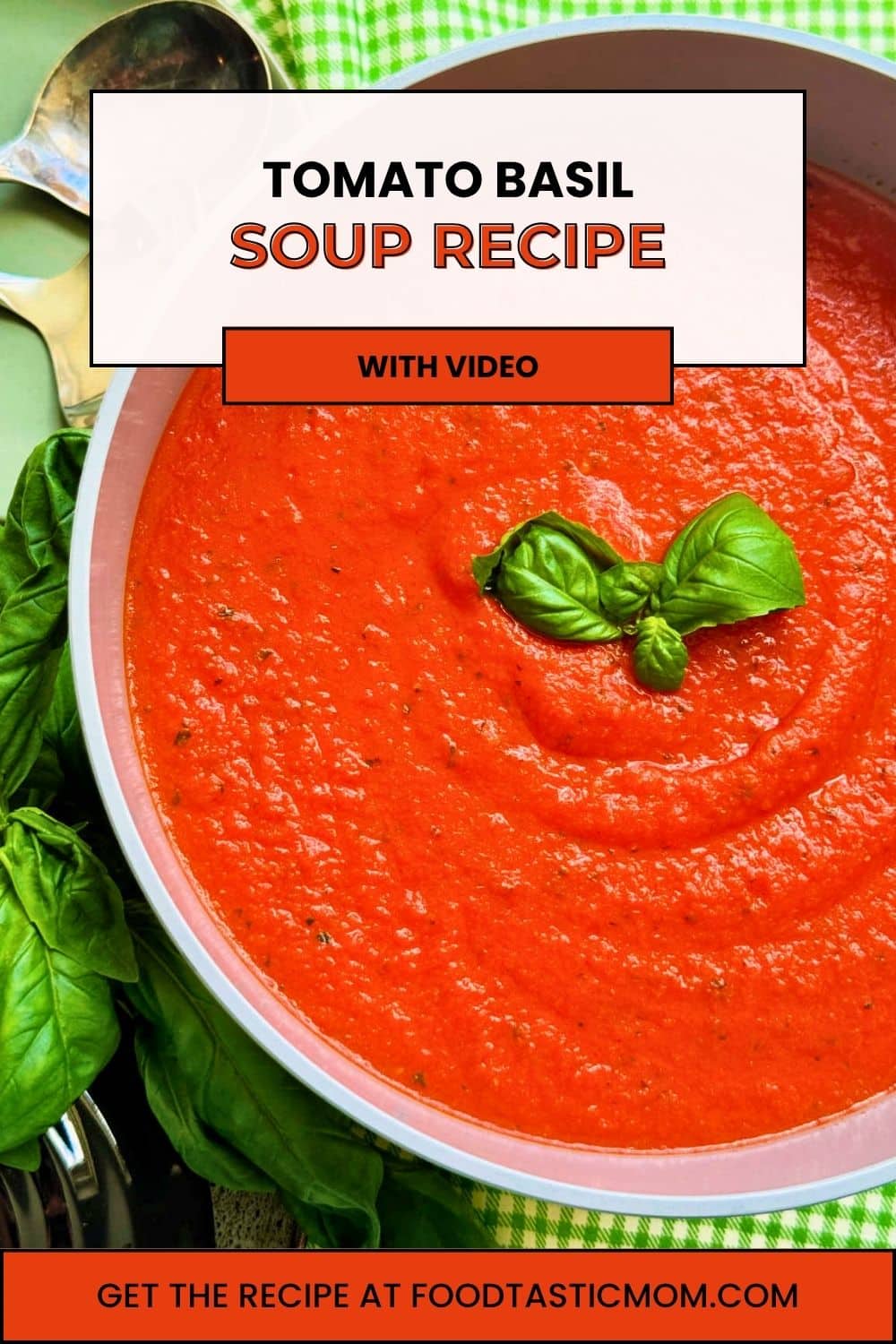 My homemade tomato basil soup is quick to make using canned crushed tomatoes and fresh basil plus white beans for a creamy texture. via @foodtasticmom