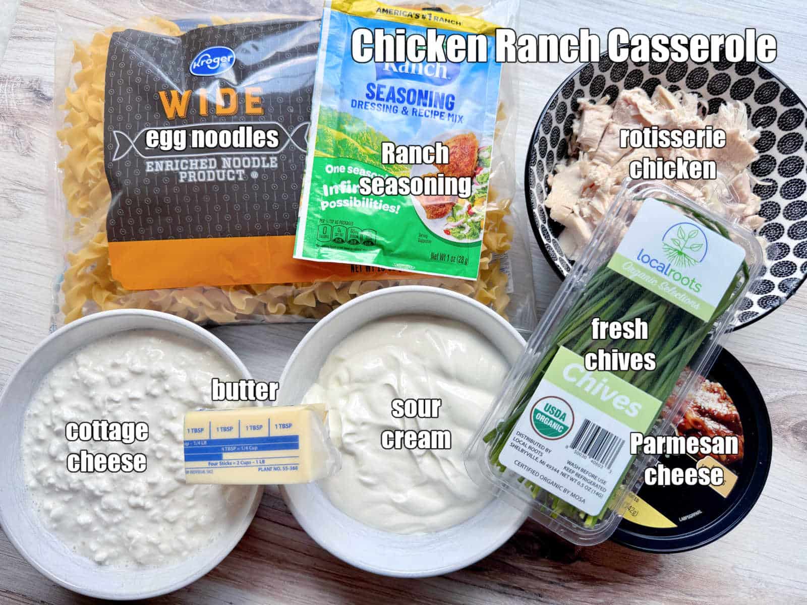 picture of ingredients needed to make chicken ranch casserole