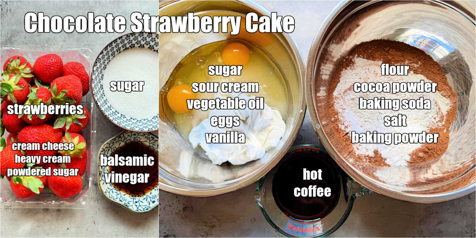 a picture of the ingredients needed to make the cake