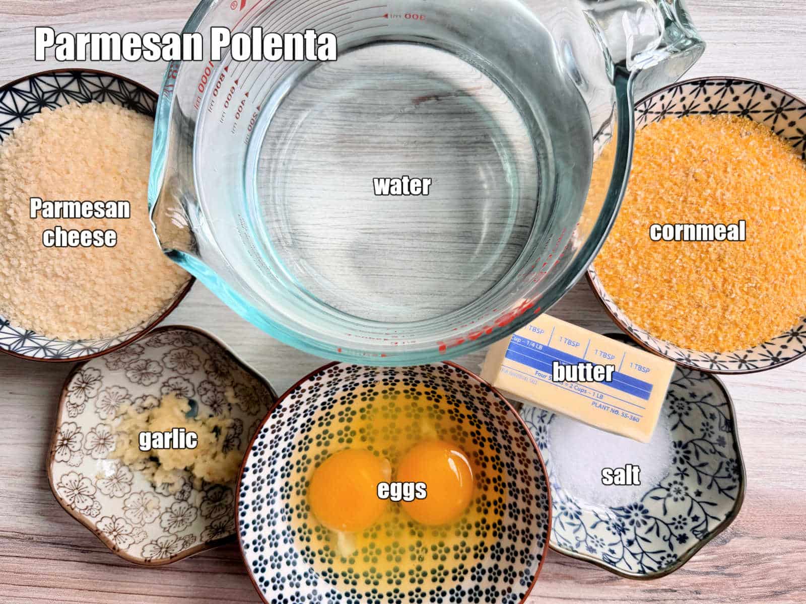 picture of ingredients needed to make parmesan polenta