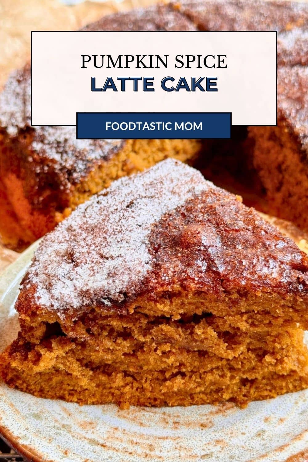 My pumpkin spice latte cake is a soft and fluffy pumpkin spice cake with a layer of sugary instant espresso powder on top. via @foodtasticmom